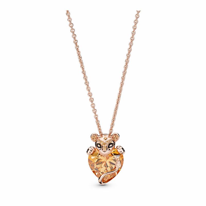 Pandora Rose™ Sparkling Lion Princess Heart Necklace NZ (036954-BHL)